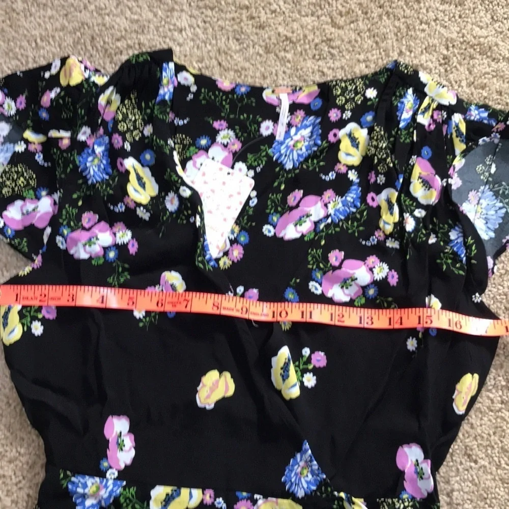 NWT! FREE PEOPLE Black floral wrap dress